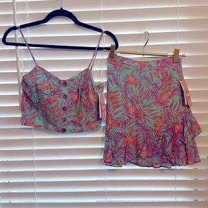 *NWT* Gianni Bini Tropical Linen 2pc skirt/crop set sz S